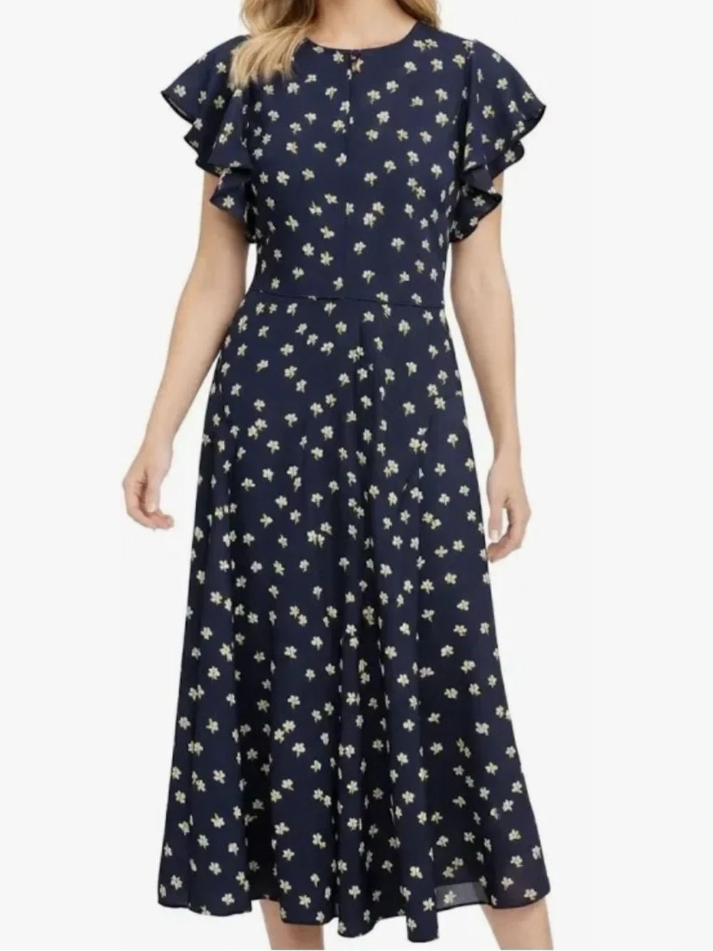 kate spade Navy Floral Midi Dress - Daisy Toss Flutter Sleeve Dress. 👗 NWT